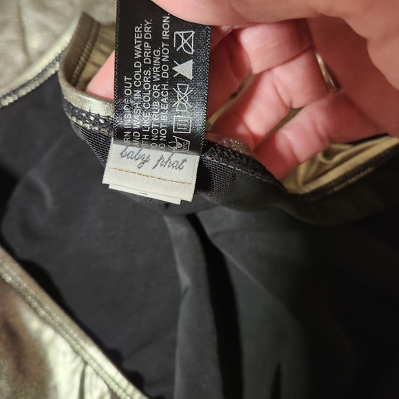 VTG Baby Phat 3X Bikini Set Pewter Snakeskin Metallic Babydoll Top Y2K Plus Size - Picture 15 of 16